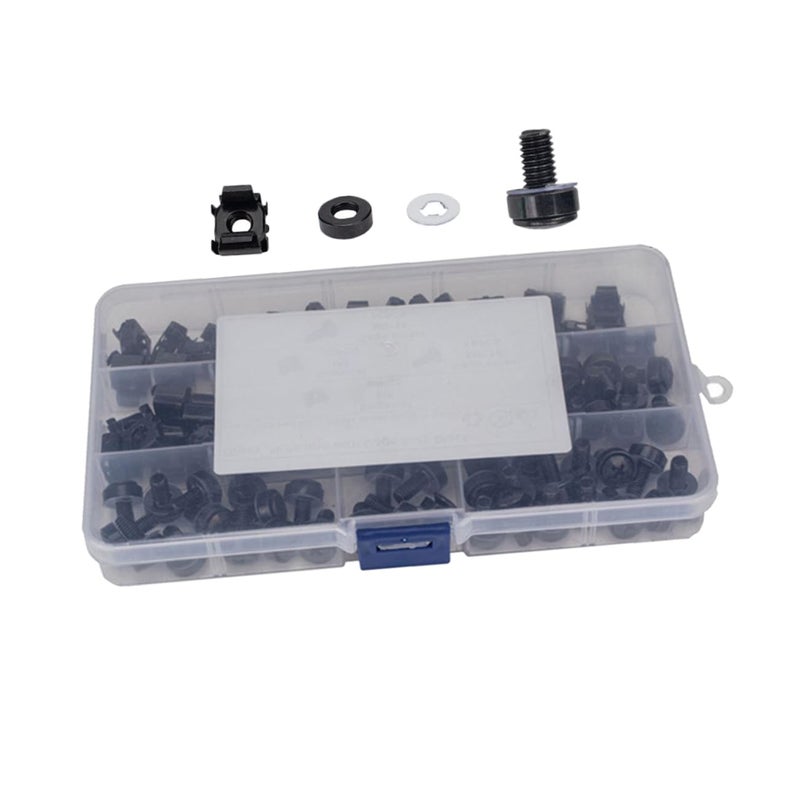 Black Plated Corrosion Resistant Cage Screws Kit for Server Racks Cabinets and Chassis Assembly - Image 1